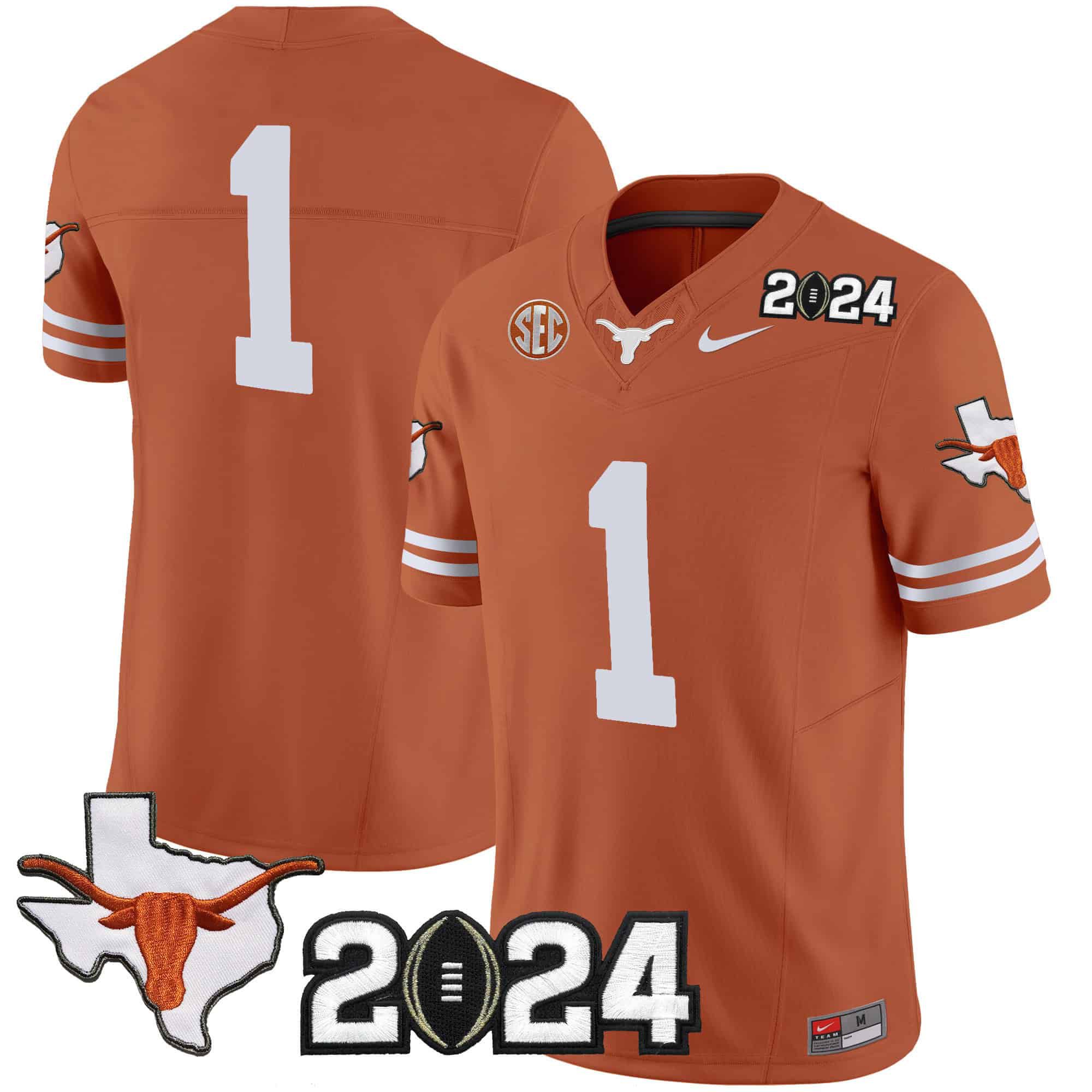 Men Texas Longhorns #1 No Name Orange 2024 Nike Vapor Limited NCAA Jersey style 1->indianapolis colts->NFL Jersey
